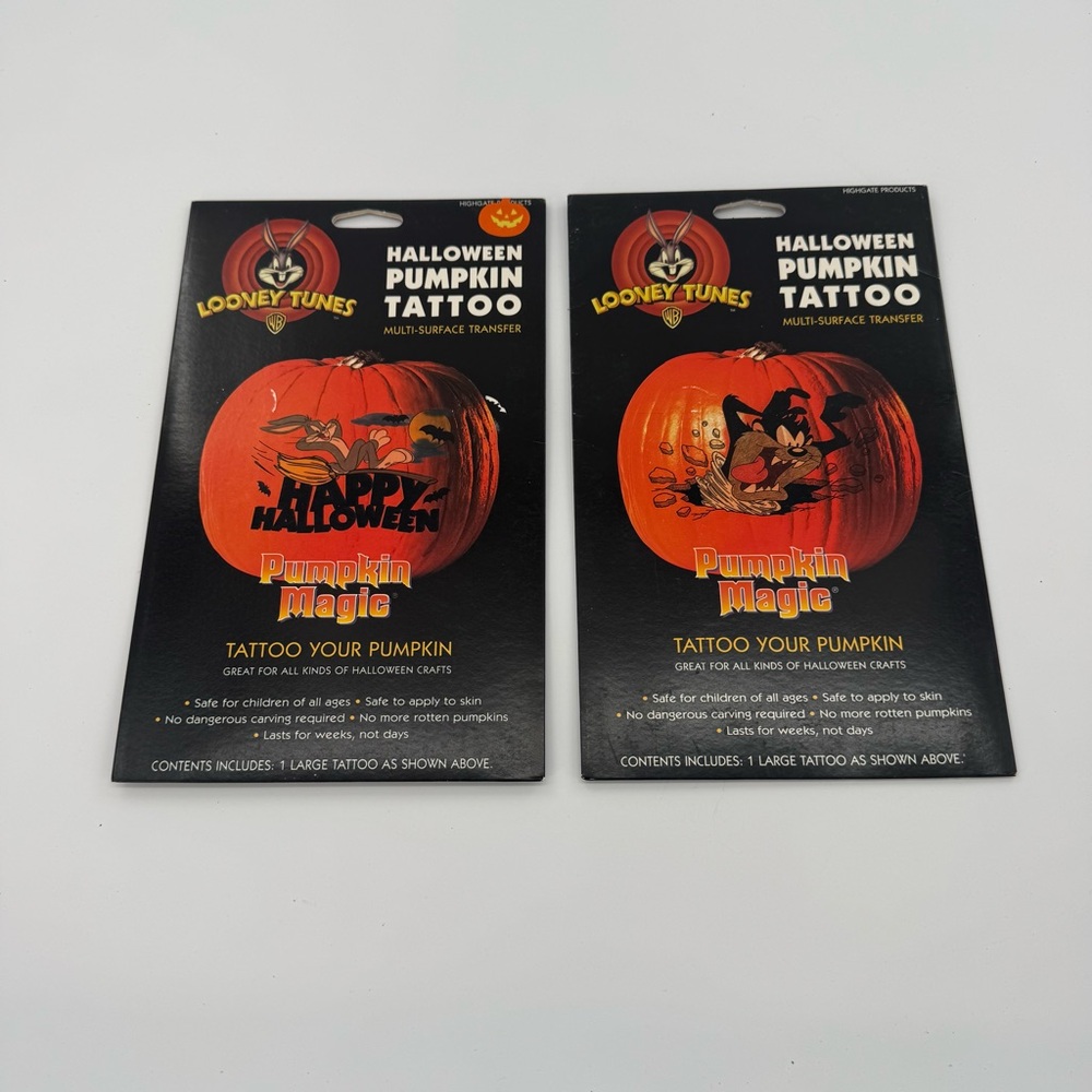 Vintage Looney Tunes Halloween Pumpkin Tattoo Kit Bugs Bunny Set Of 2